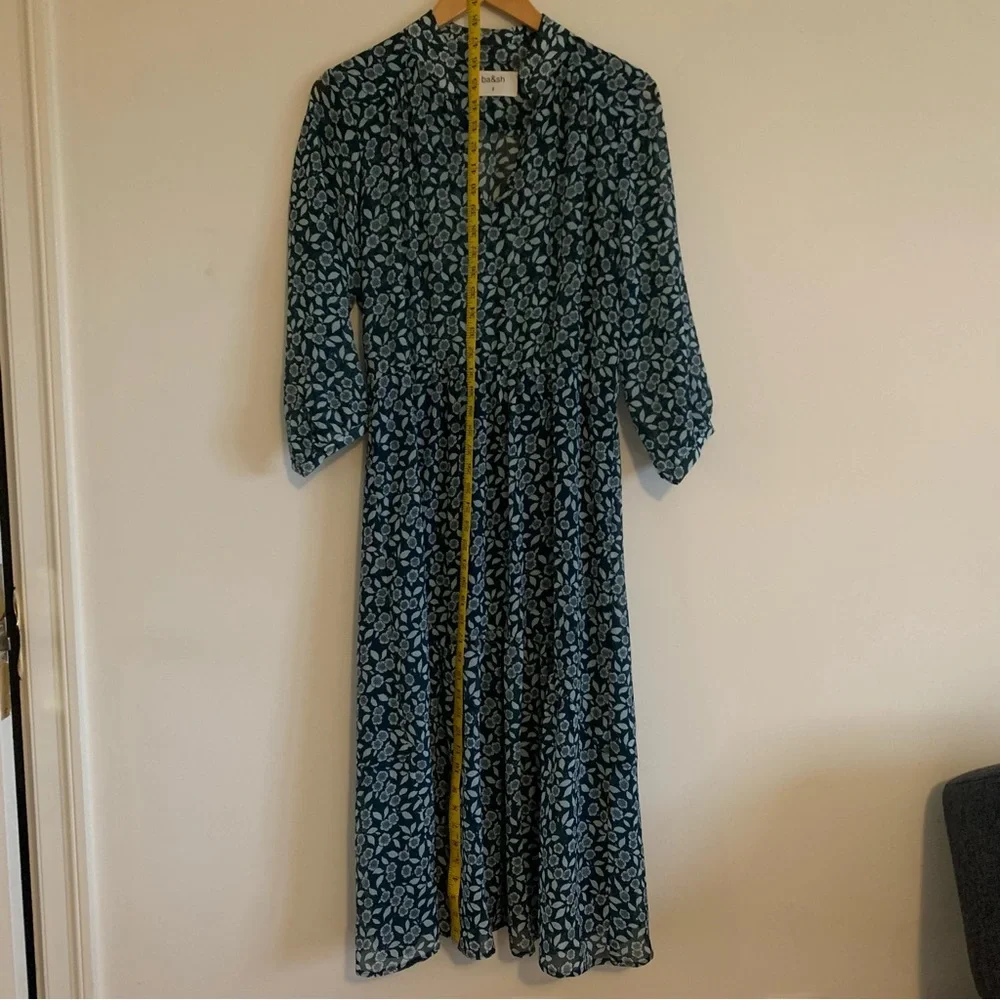 ba&sh Bonnie Bleupaon Blue Floral Midi Dress, Medium - Picture 9 of 16